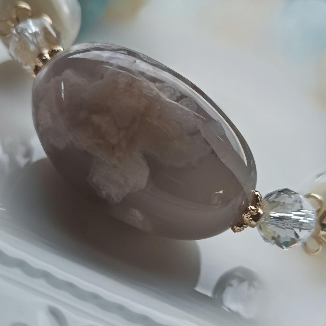 お取り置き専用です♡新作♡どんころグレー桜瑪瑙とアクアマリン＆マザーオブパール