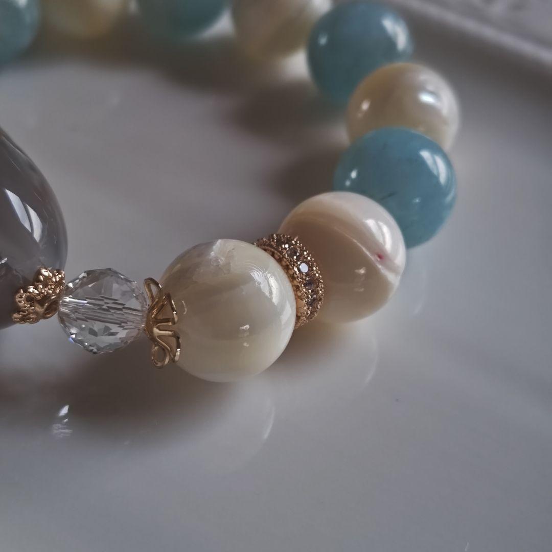 お取り置き専用です♡新作♡どんころグレー桜瑪瑙とアクアマリン＆マザーオブパール