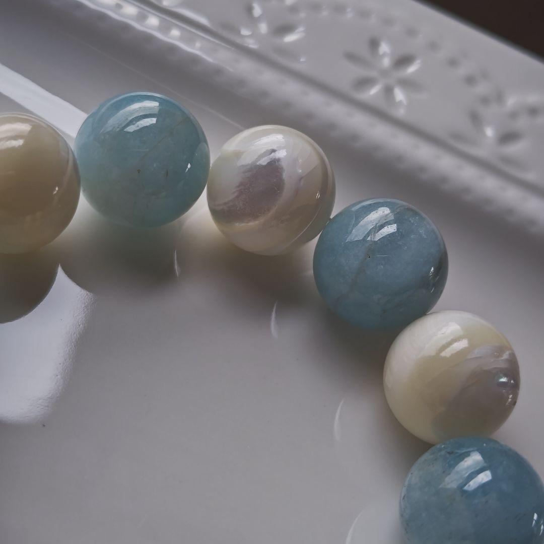 お取り置き専用です♡新作♡どんころグレー桜瑪瑙とアクアマリン＆マザーオブパール
