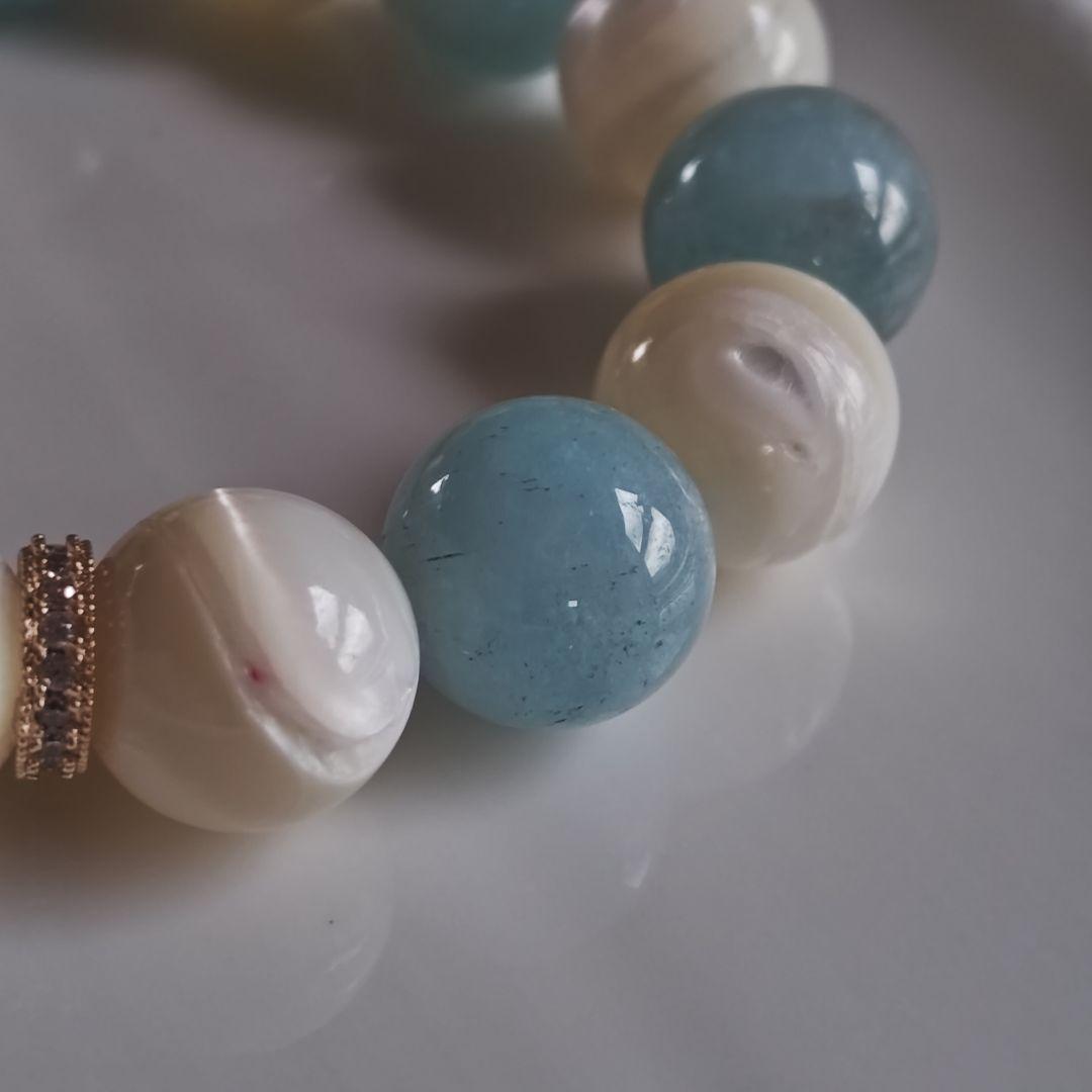 お取り置き専用です♡新作♡どんころグレー桜瑪瑙とアクアマリン＆マザーオブパール