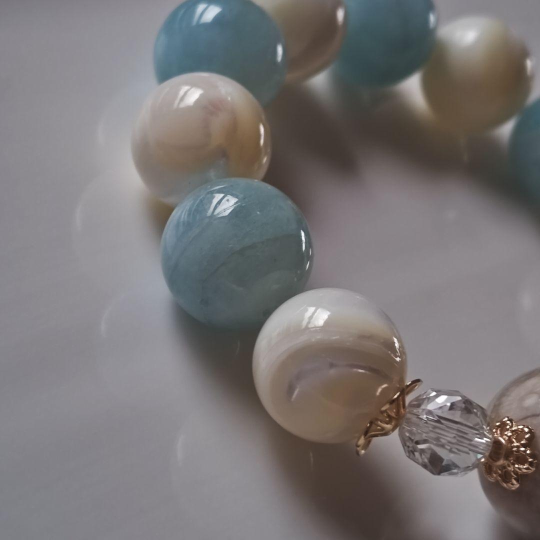 お取り置き専用です♡新作♡どんころグレー桜瑪瑙とアクアマリン＆マザーオブパール