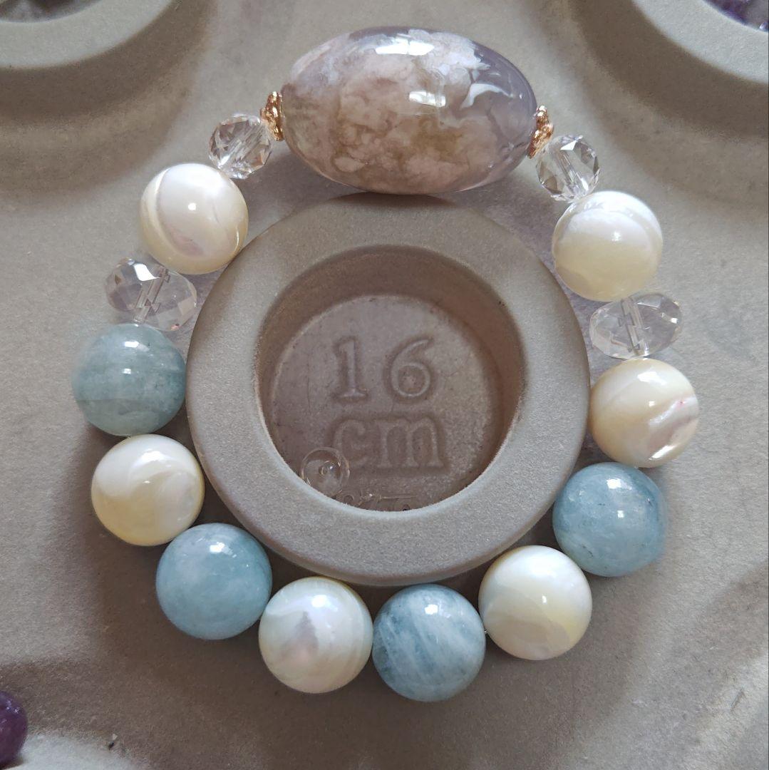 お取り置き専用です♡新作♡どんころグレー桜瑪瑙とアクアマリン＆マザーオブパール
