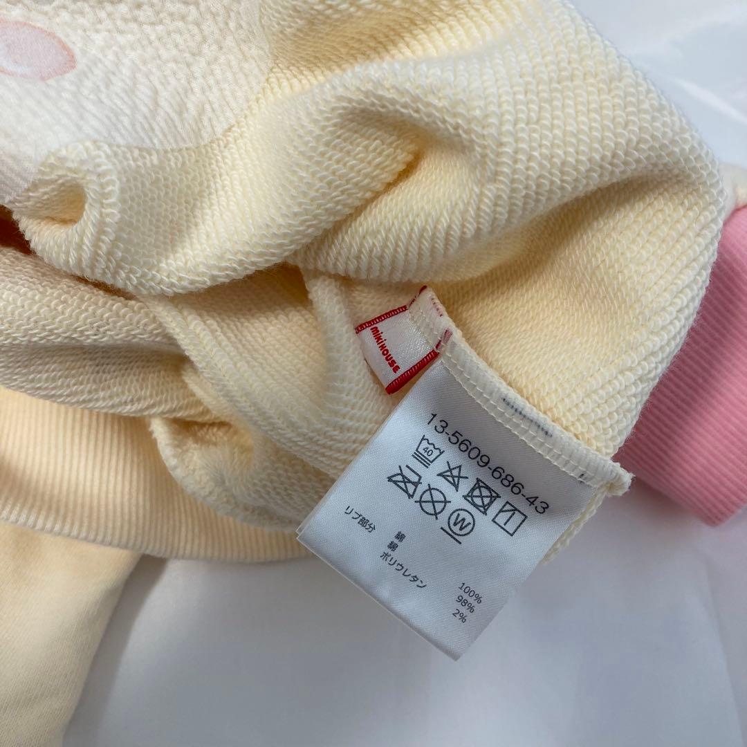 未使用　ミキハウス豪華ウサギと列車の刺繍トレーナー