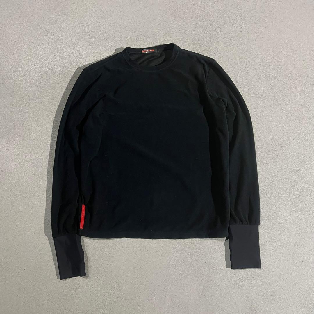 トップス PRADA SPORT fleece long shirt black