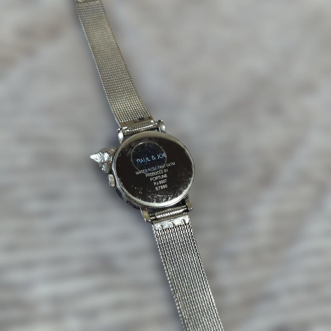 PAUL & JOE シルバーブラック クォーツ腕時計　猫モティーフ