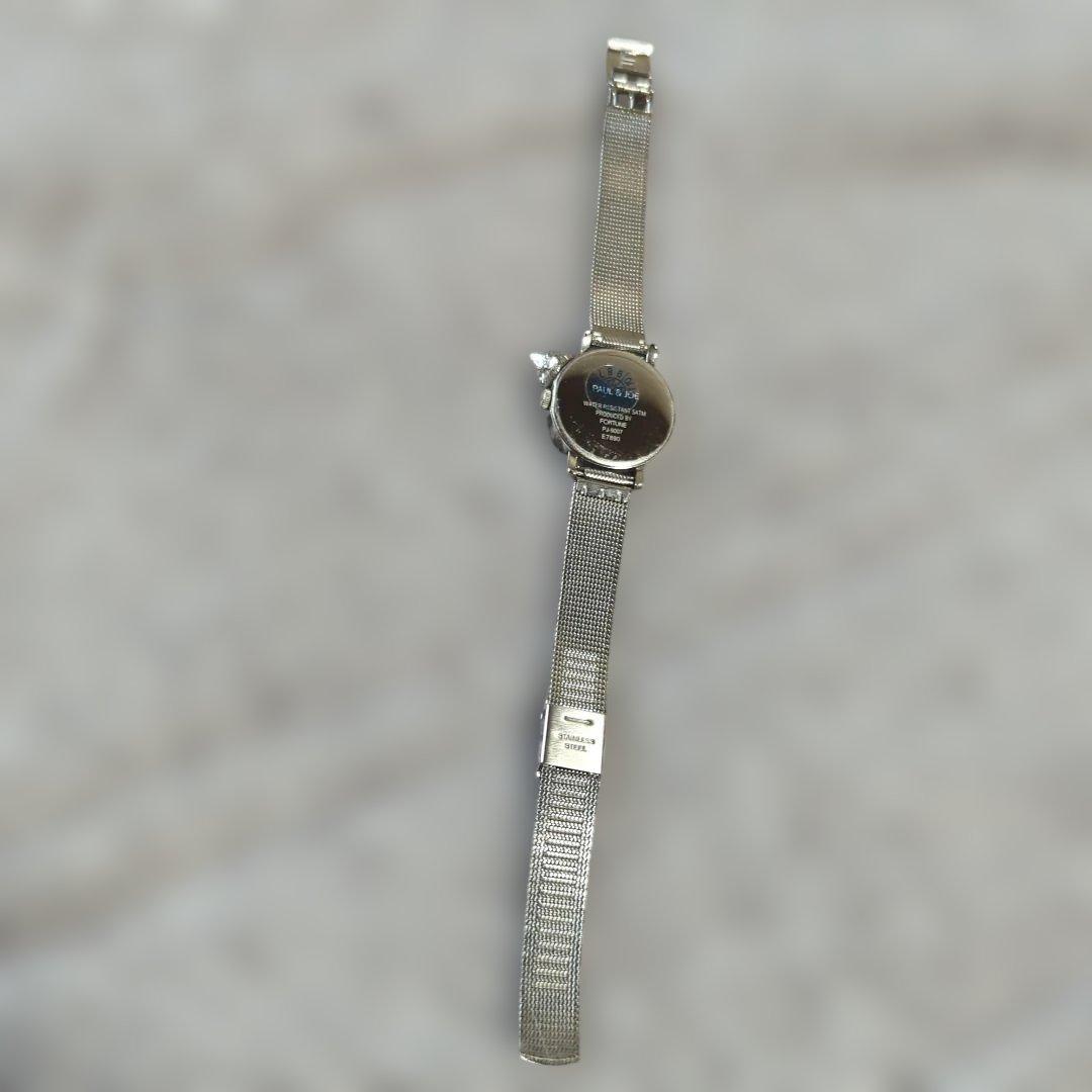 PAUL & JOE シルバーブラック クォーツ腕時計　猫モティーフ