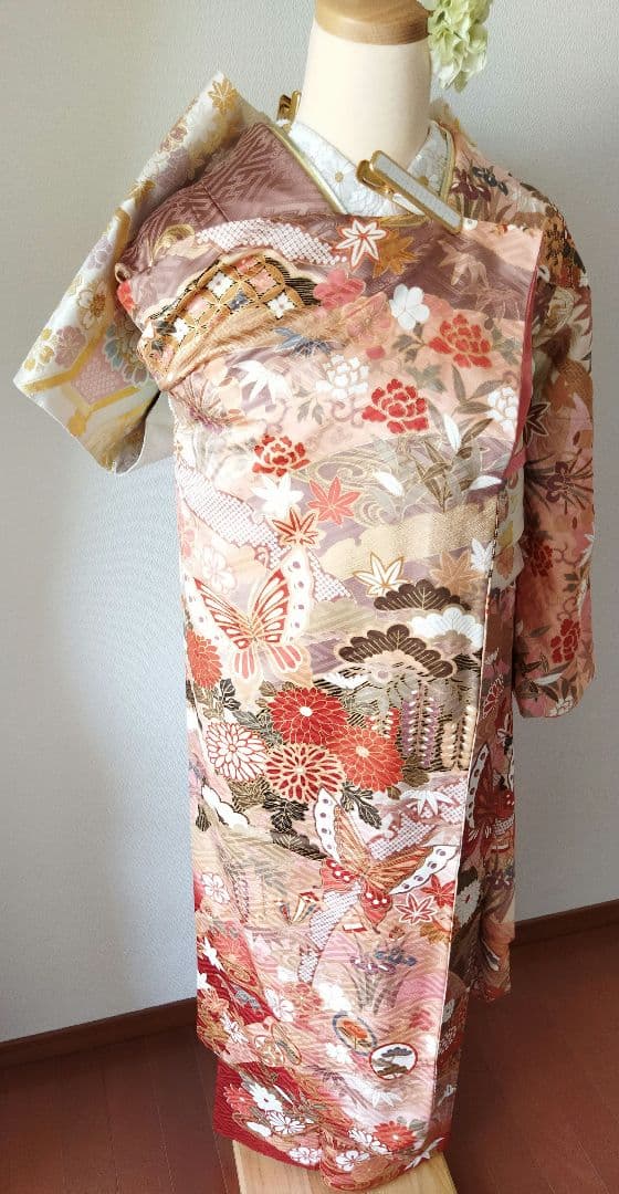 カリア　　　435.苺ミルクティー　振袖7点セット 正絹フルセット　成人式