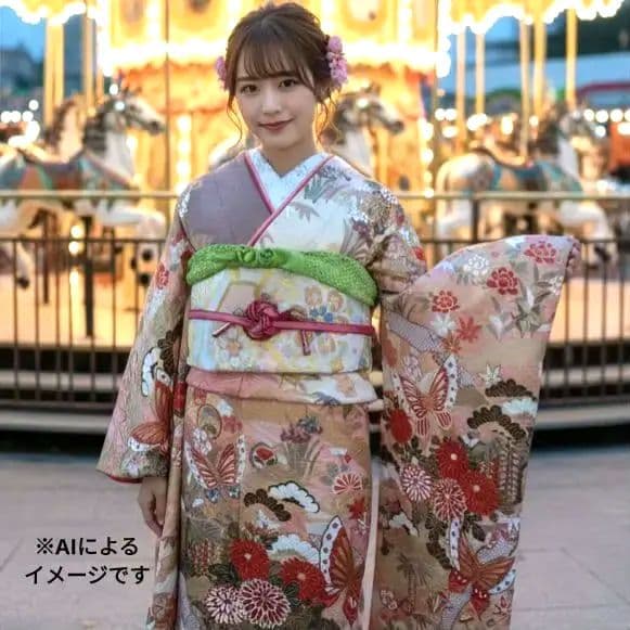 カリア　　　435.苺ミルクティー　振袖7点セット 正絹フルセット　成人式