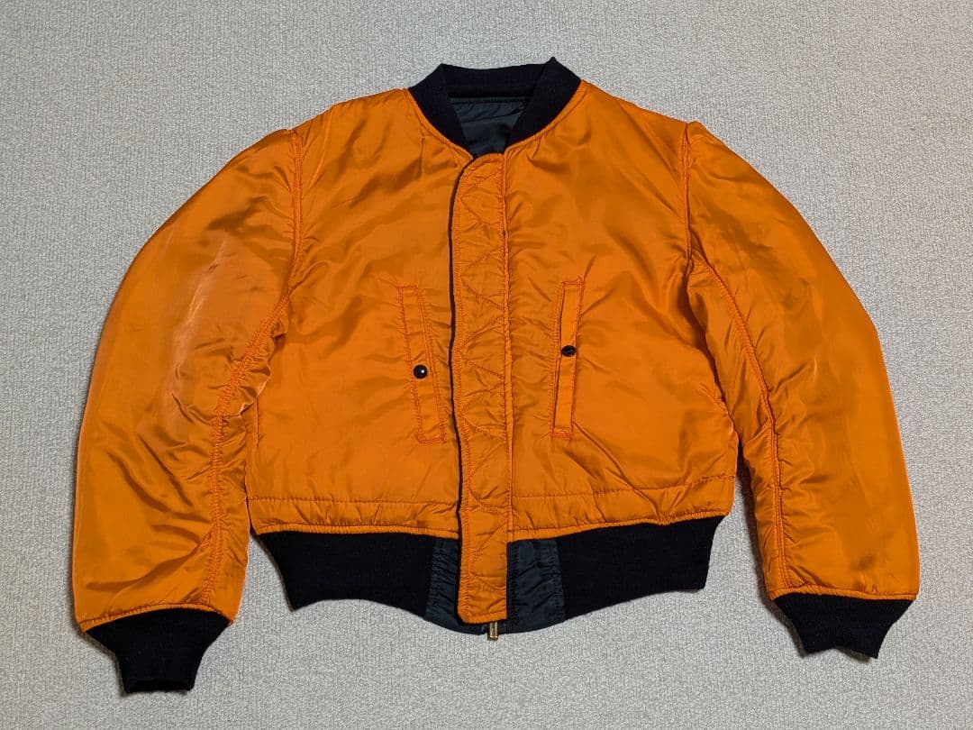 90s アルファMA-1 フライトジャケット黒 短丈 米軍 アメリカ製 米国古着