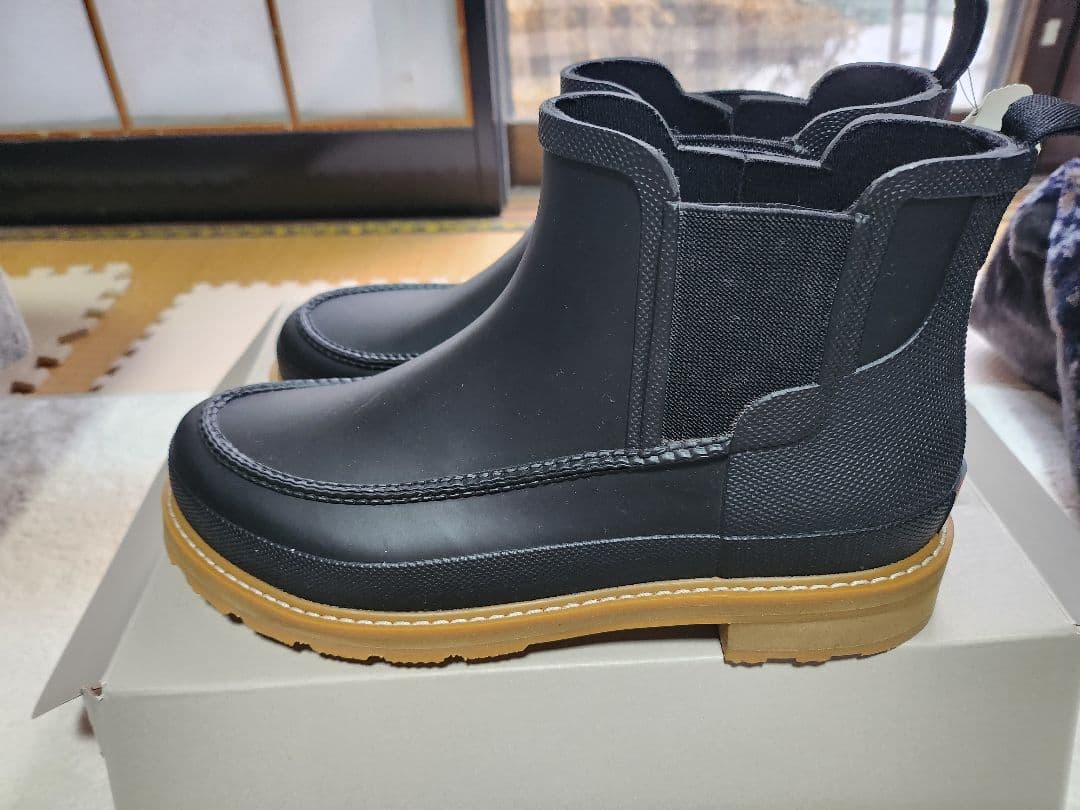 HUNTER ブラック チェルシーブーツ