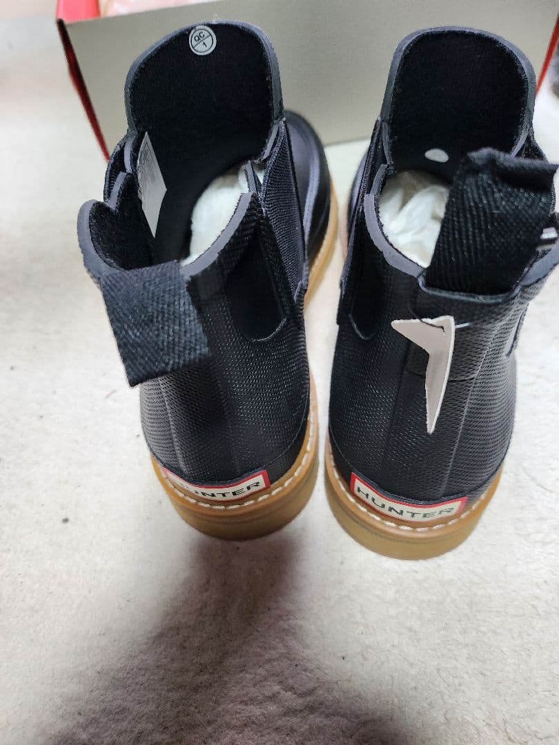 HUNTER ブラック チェルシーブーツ