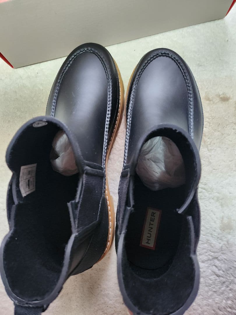HUNTER ブラック チェルシーブーツ