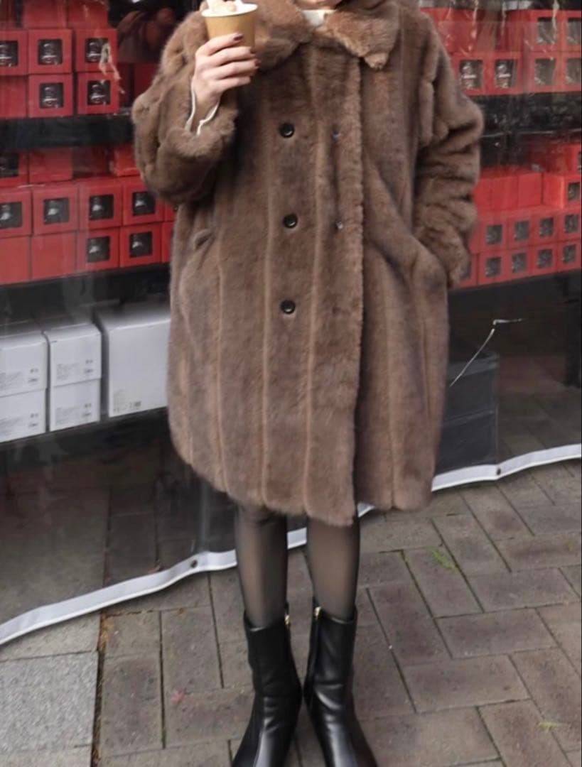 acka classical fur coat ブラウン 2