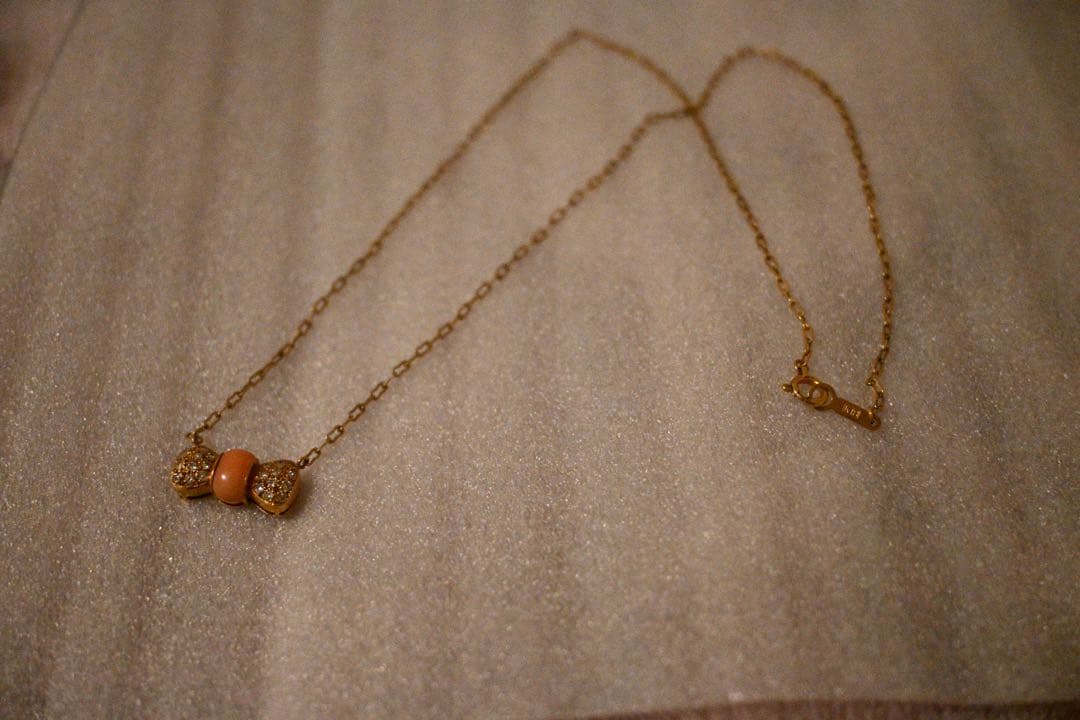 K18 ネックレス ゴールド 刻印あり リボンモチーフ
