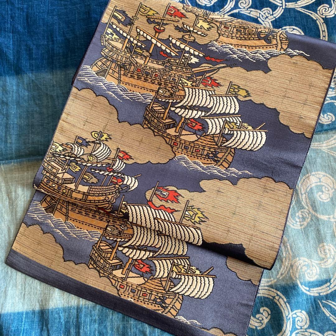 ビ*ん様 名古屋帯 船柄