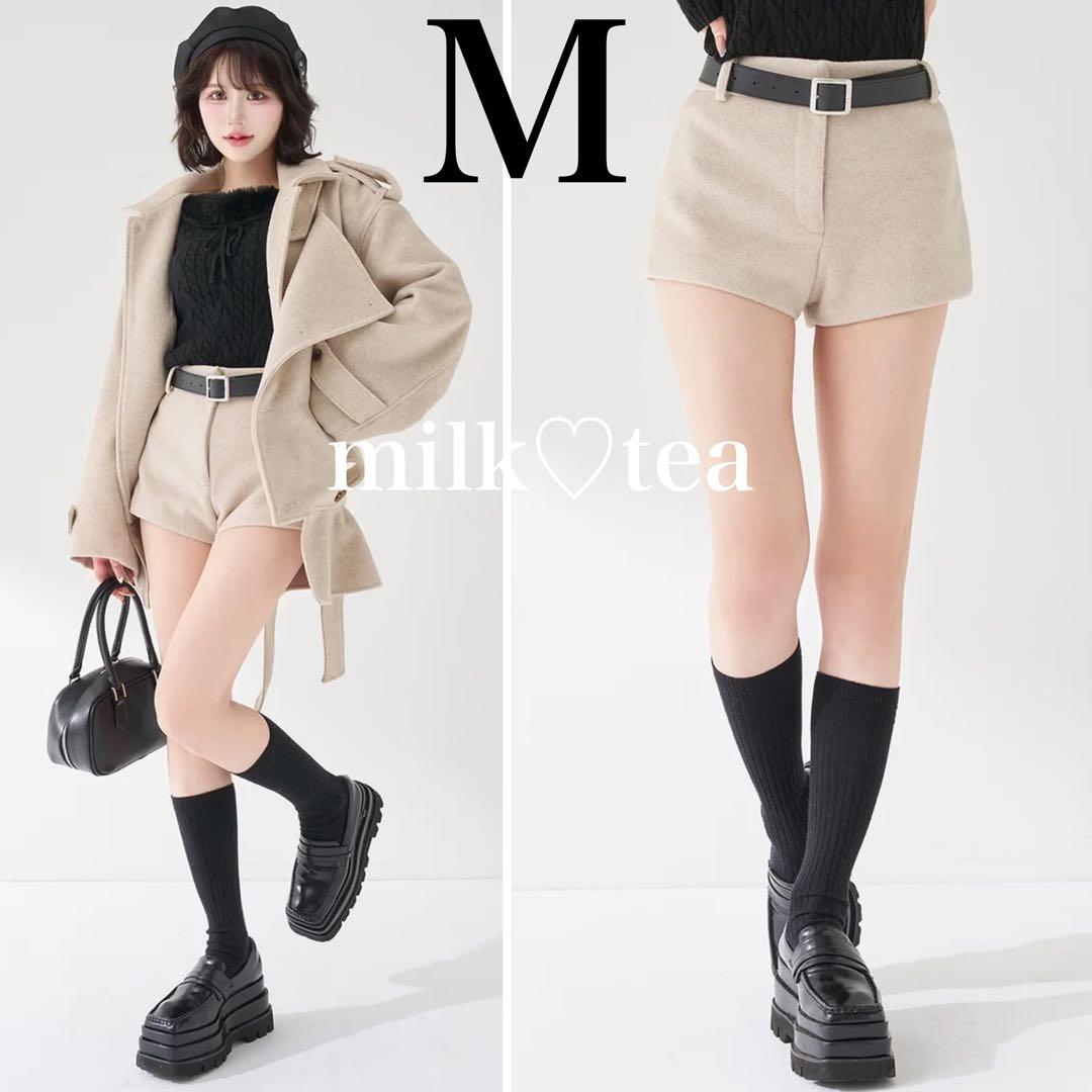 新品タグ付き ダーリッチ メルトンミドルショートパンツ ベージュ M