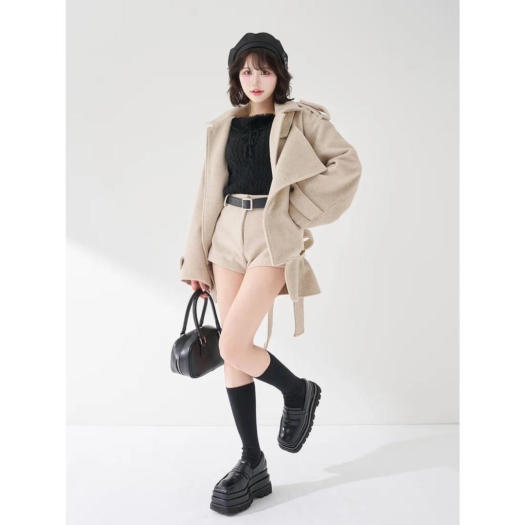 新品タグ付き ダーリッチ メルトンミドルショートパンツ ベージュ M