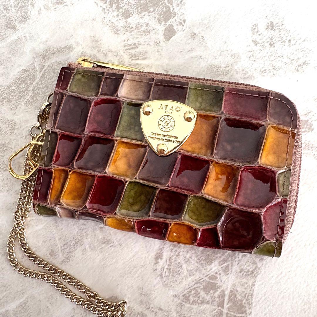 現行品☆極美品☆ATAO アタオ ベル キーケース ミニ財布 セピアボルドー　革