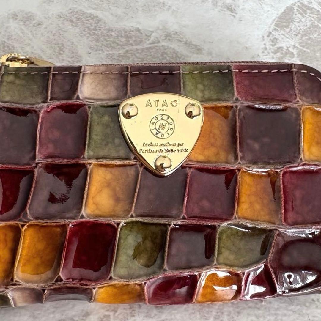現行品☆極美品☆ATAO アタオ ベル キーケース ミニ財布 セピアボルドー　革