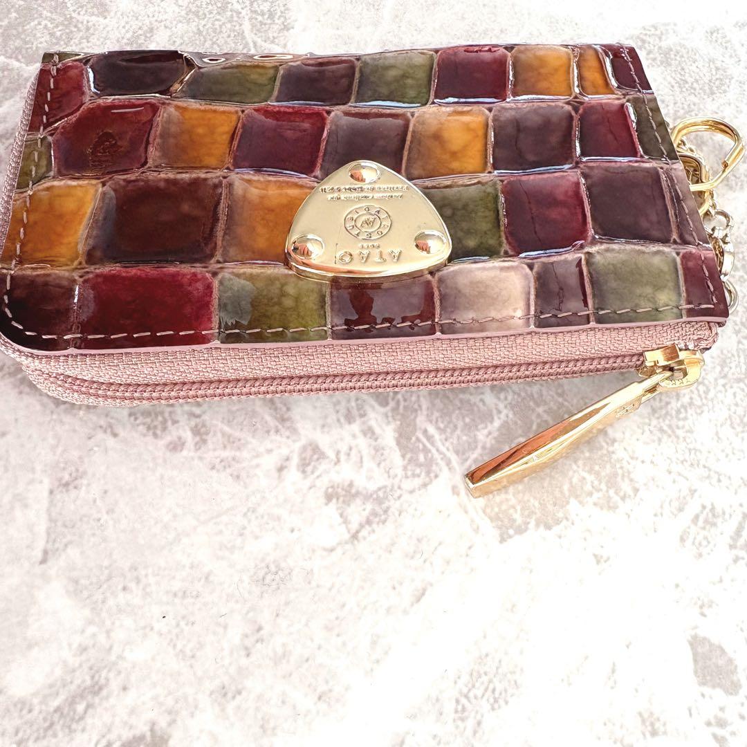 現行品☆極美品☆ATAO アタオ ベル キーケース ミニ財布 セピアボルドー　革