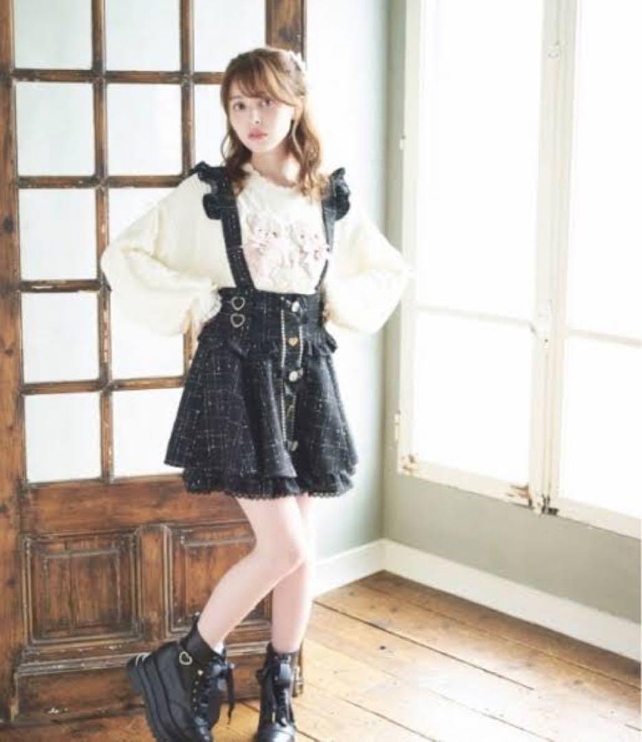 LIZ LISA リズリサツイードサスペンダー付 スカパンブラック