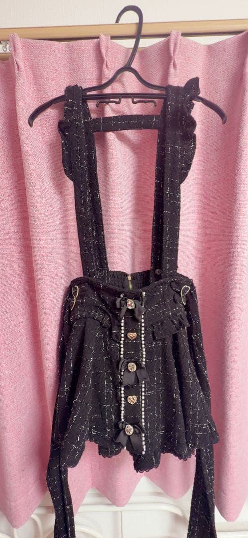 LIZ LISA リズリサツイードサスペンダー付 スカパンブラック