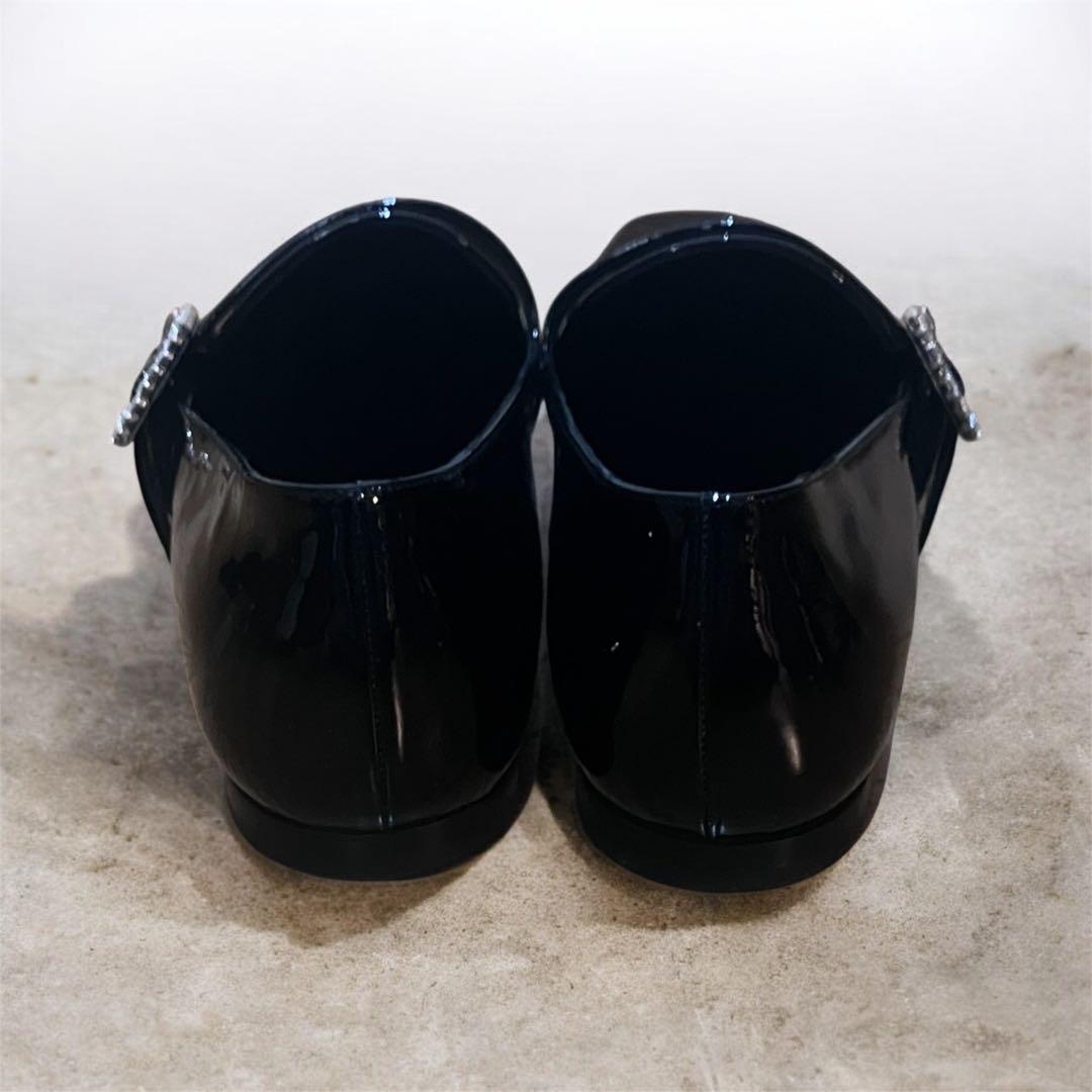 23AW 44 サンローラン パテント ローファー ラインストーンバックル