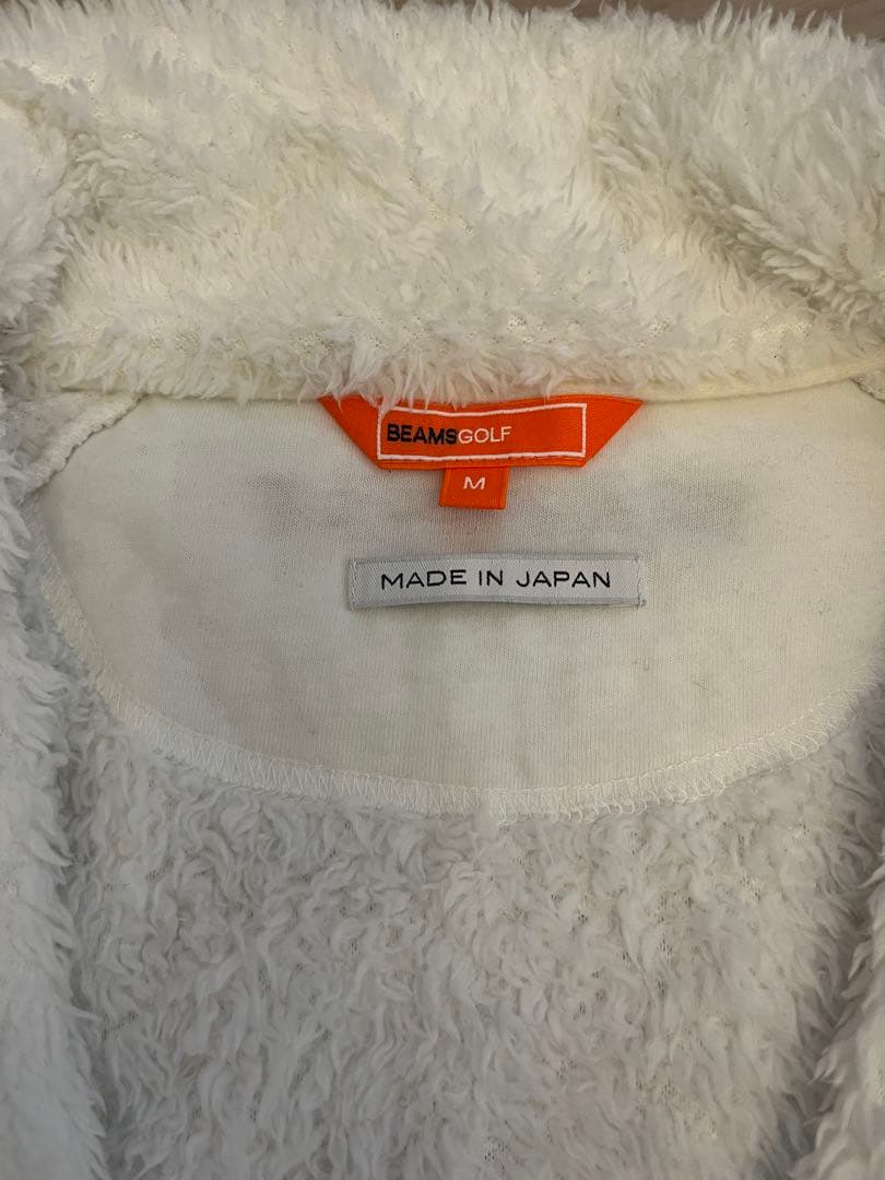 ビームスゴルフ　ジップ　ボアジャケット　ホワイト　ロゴ　ダブルジップ　Mサイズ