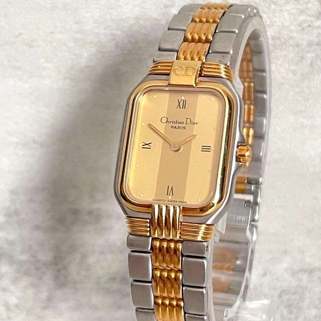 稼動品　美品　クリスチャンディオール　Dior スクエア　コンビカラー　腕時計