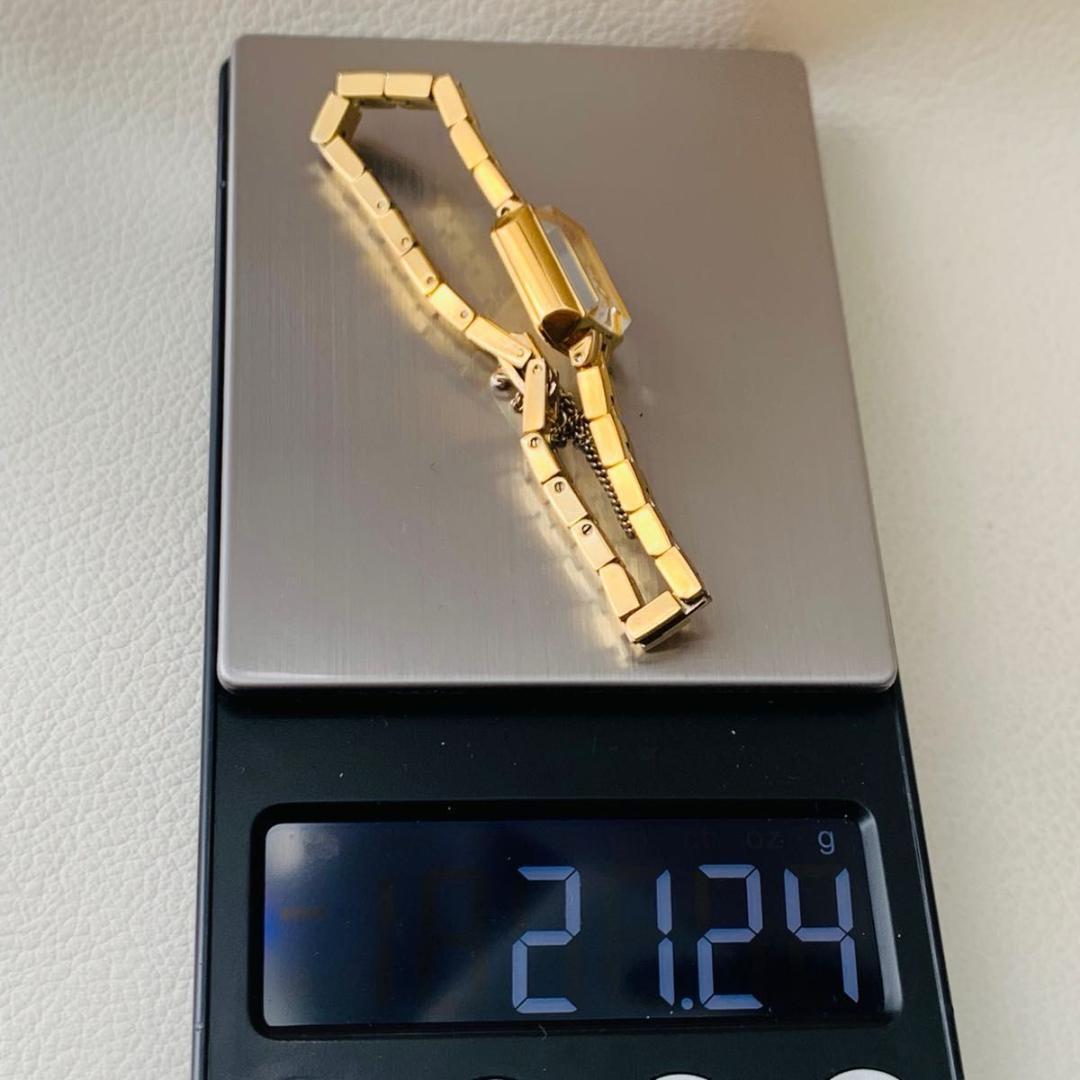 稼働品 美品 アガット ダイヤモンド 腕時計 ゴールド スクエア silver