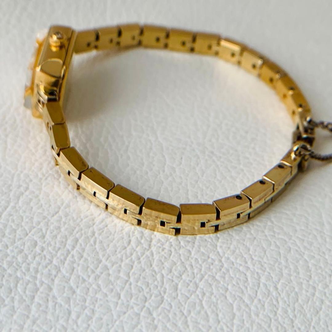 稼働品 美品 アガット ダイヤモンド 腕時計 ゴールド スクエア silver