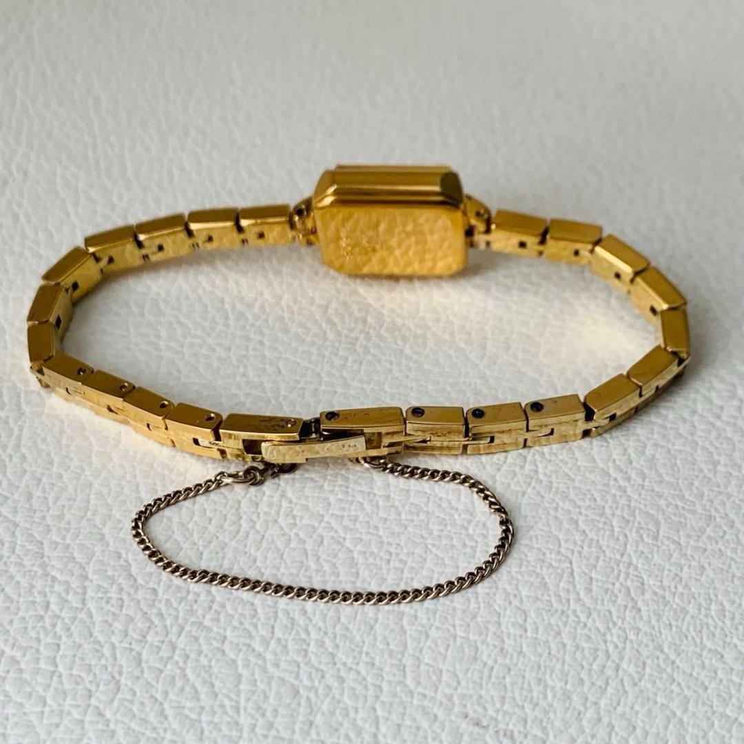 稼働品 美品 アガット ダイヤモンド 腕時計 ゴールド スクエア silver