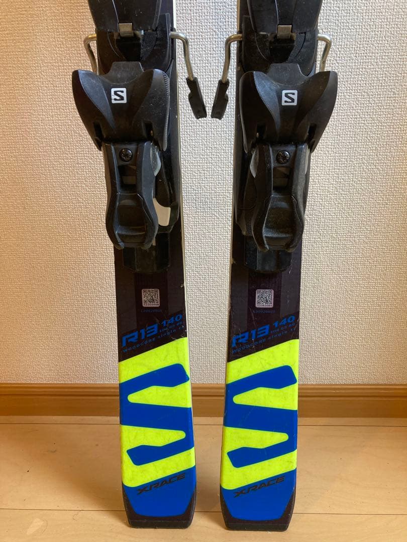 【140】Salomon SWS スキー 板 青/黄 ビンディング付き