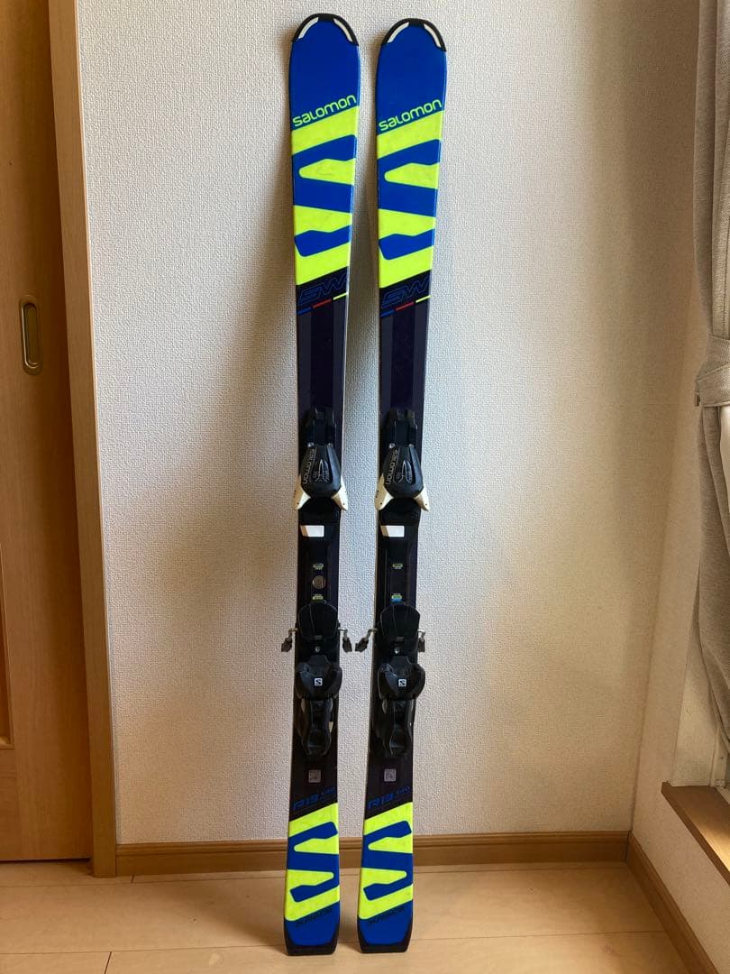 【140】Salomon SWS スキー 板 青/黄 ビンディング付き