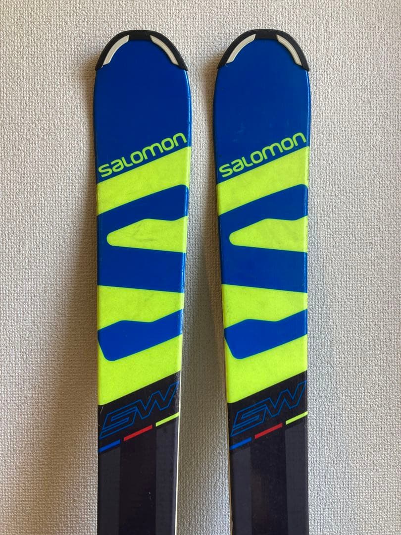【140】Salomon SWS スキー 板 青/黄 ビンディング付き