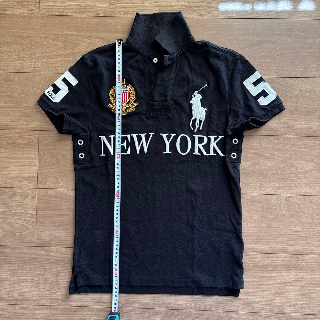 ポロ ラルフローレン 刺繍 希少！ポロシャツ ブラック NEW YORK 5