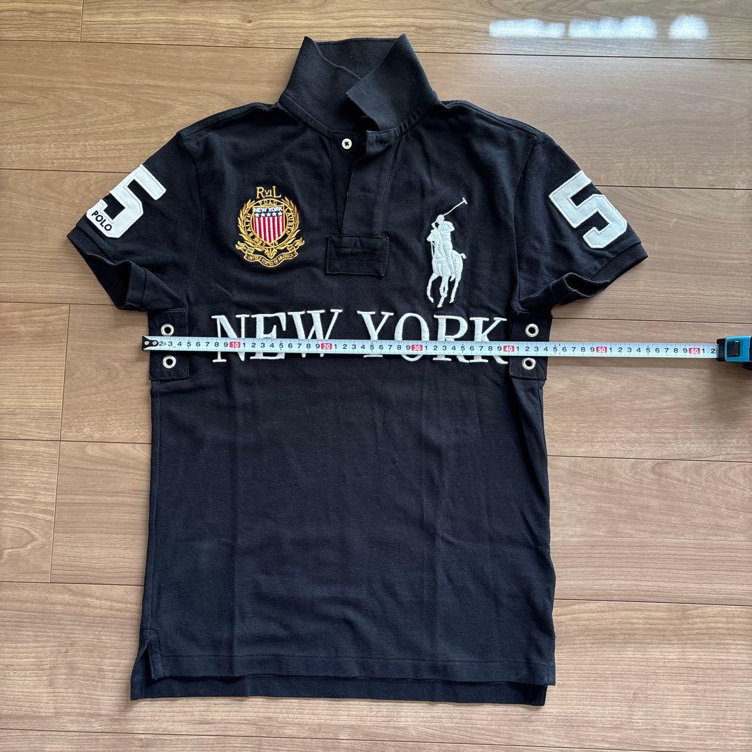 ポロ ラルフローレン 刺繍 希少！ポロシャツ ブラック NEW YORK 5