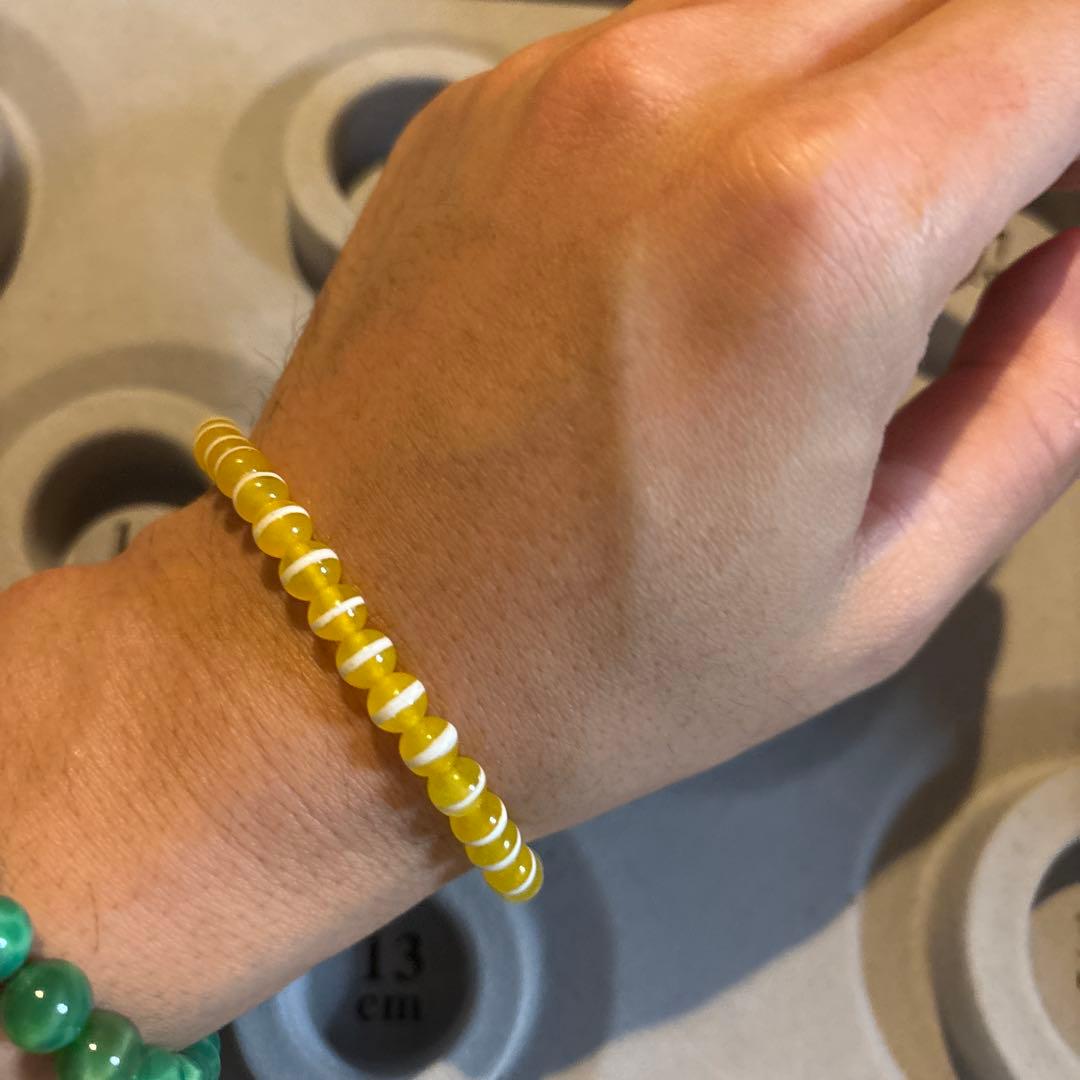 希少！チベットの老玉髄龍眼天珠！線天珠！黄色！ジュワーンとくる！