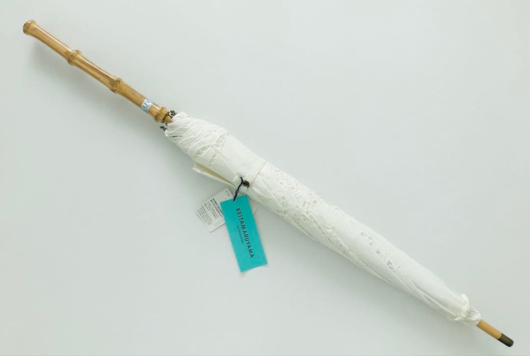 【新品】ケイタマルヤマ　日傘　刺繍　レース　リネン　長傘　白