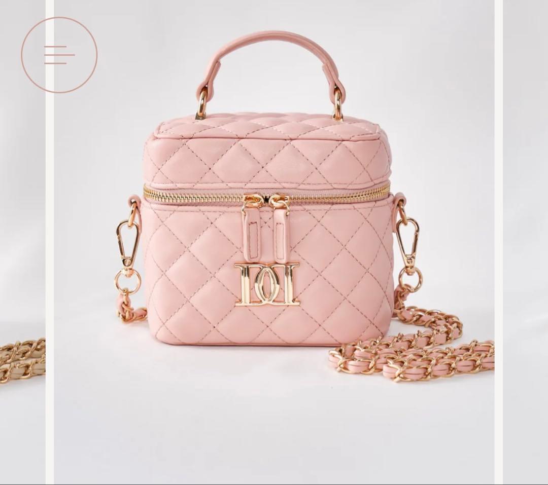 Darichゴールドパーツキルティングスクエアミニバッグ　ピンク