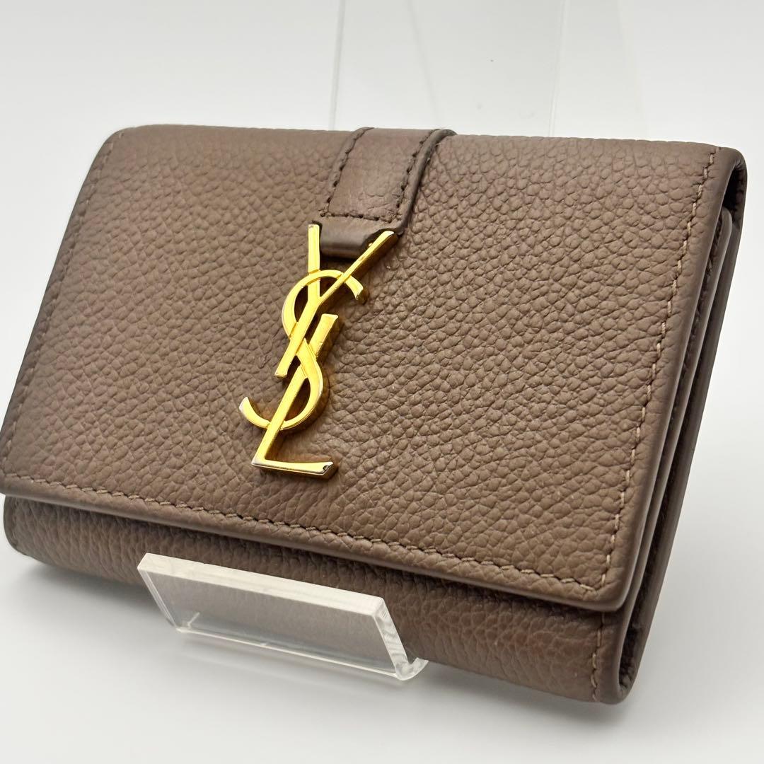 【美品】サンローラン　6連キーケース　YSL ロゴ　グレインレザー　グレージュ