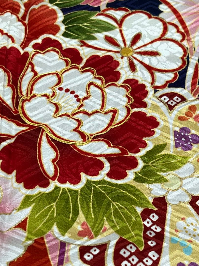 振り袖　フルセット　長襦袢付　豪華　美品　成人式　金彩加工　刺繍入り　609