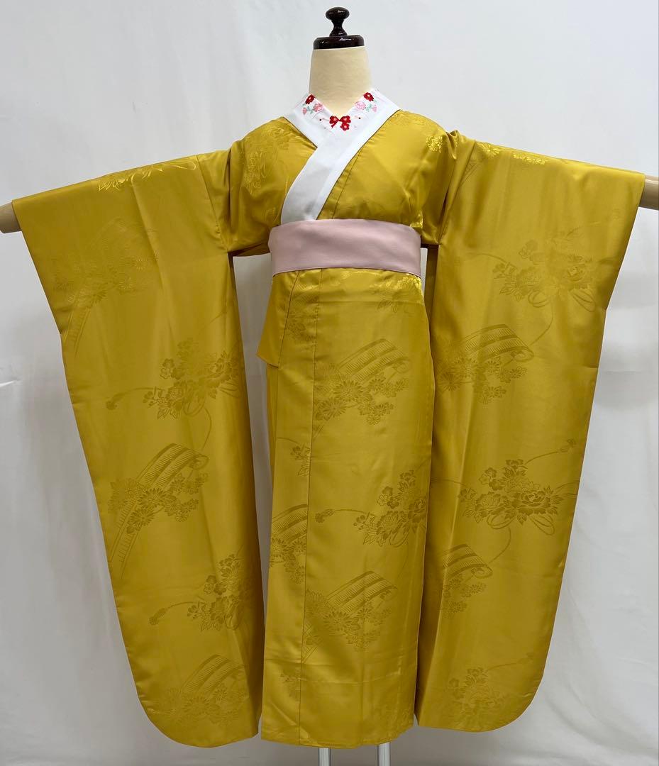 振り袖　フルセット　長襦袢付　豪華　美品　成人式　金彩加工　刺繍入り　609