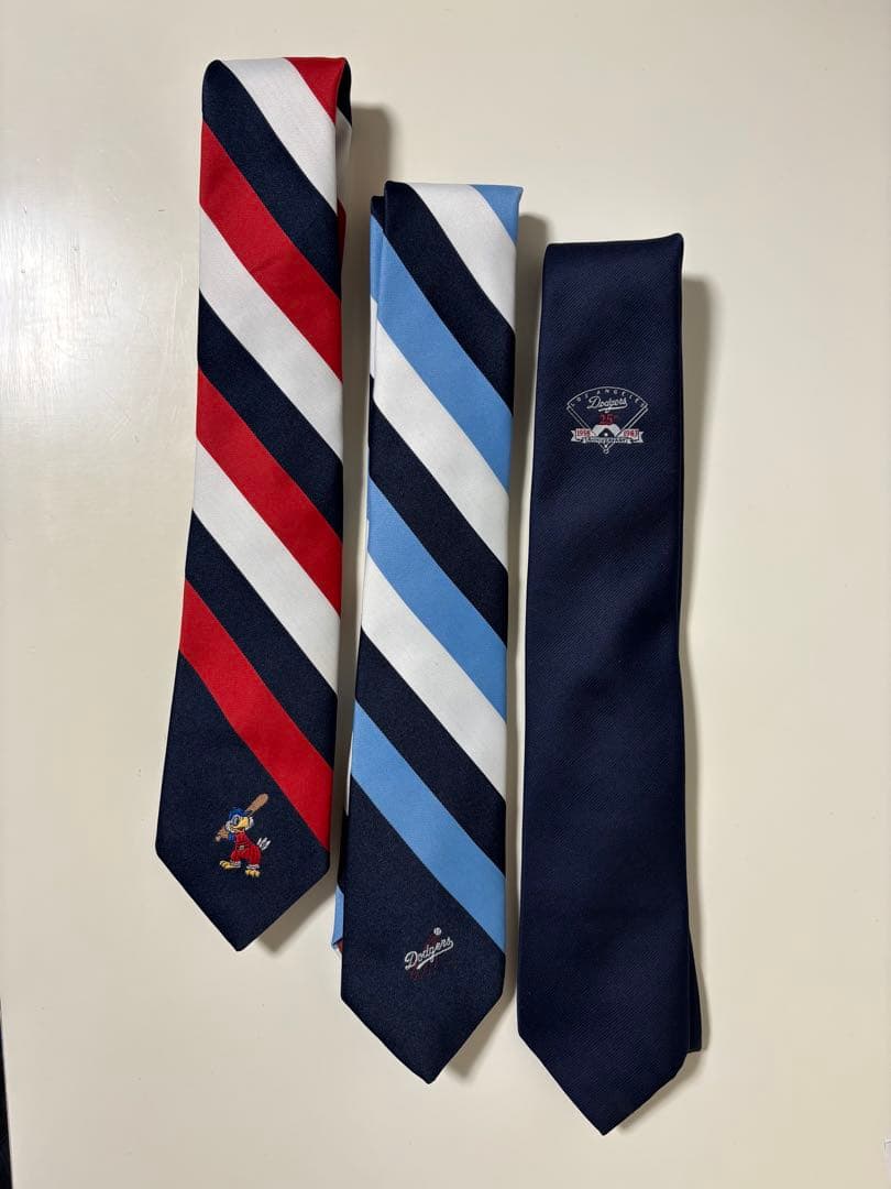 【希少レア品】ロサンゼルス・ドジャース 25周年記念ネクタイ3本セット 大谷翔平