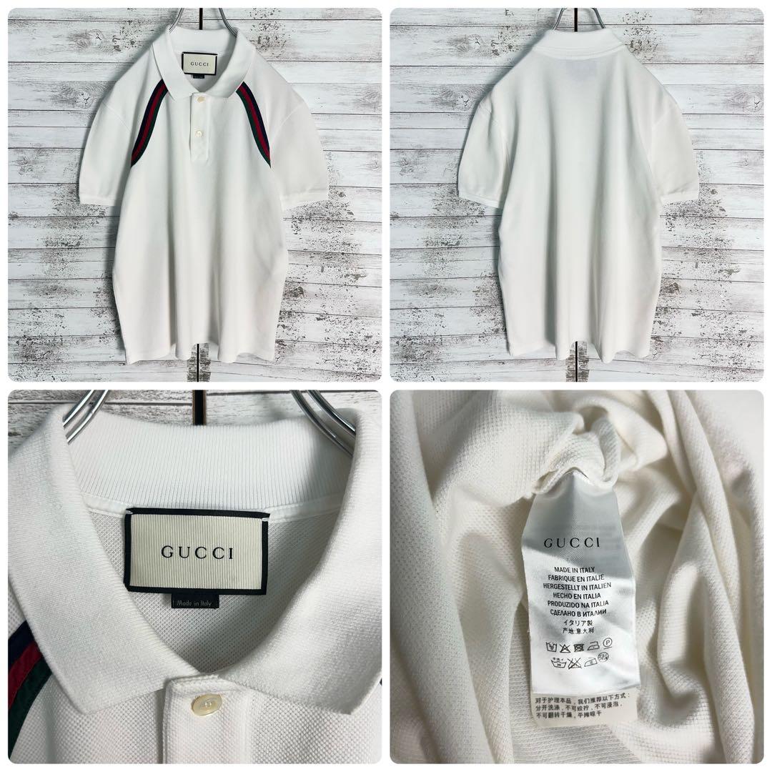 11319【美品・希少Lサイズ】グッチ☆シェリーライン定番カラー白ポロシャツ