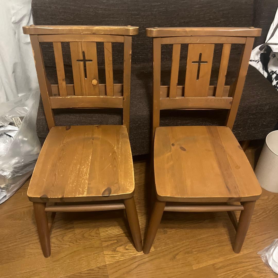 チャーチチェア2脚セット♪引き取り限定【スタジオクリップ】