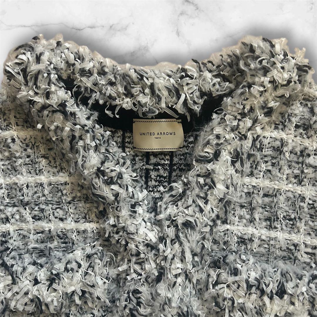 定価3.3万ユナイテッドアローズ ミックスチェック ツイード ニットベスト ジレ