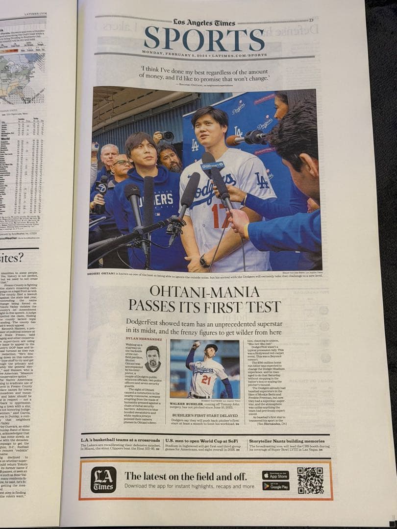 超激レア‼︎ 『 ドジャース 大谷翔平 水原一平 』 貴重なロサンゼルスタイムズ