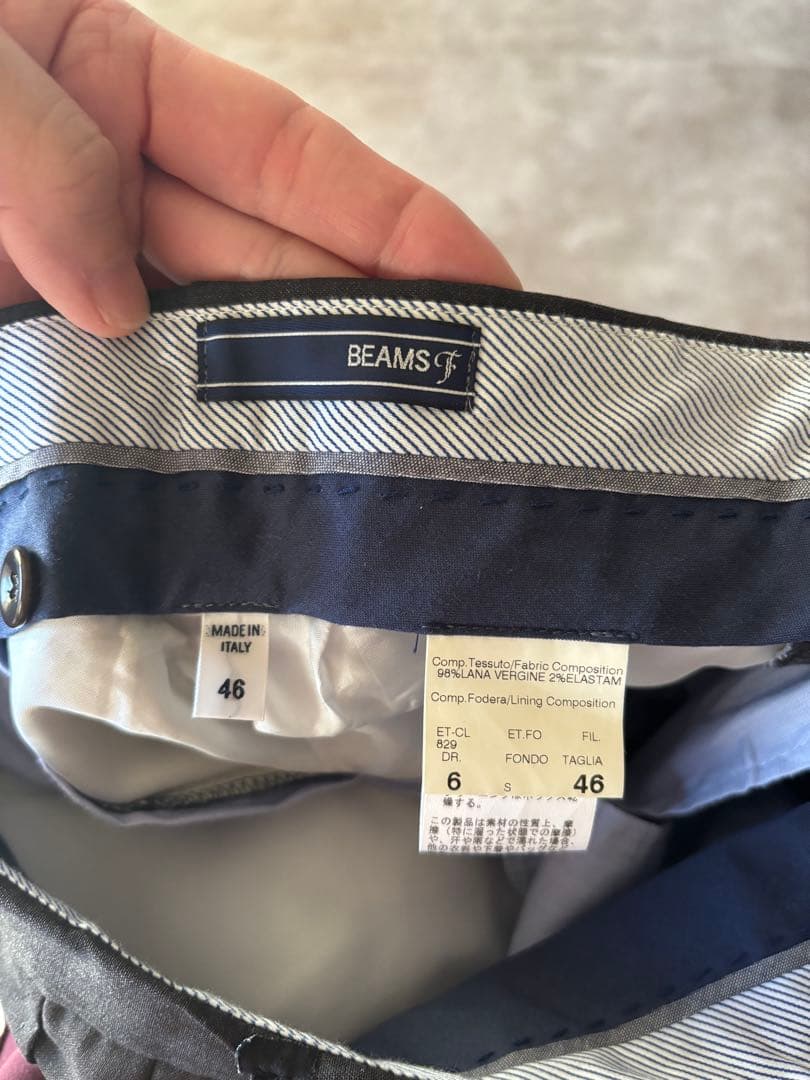 BEAMS Fの1プリーツ スラックス パンツ グレー(春夏用)