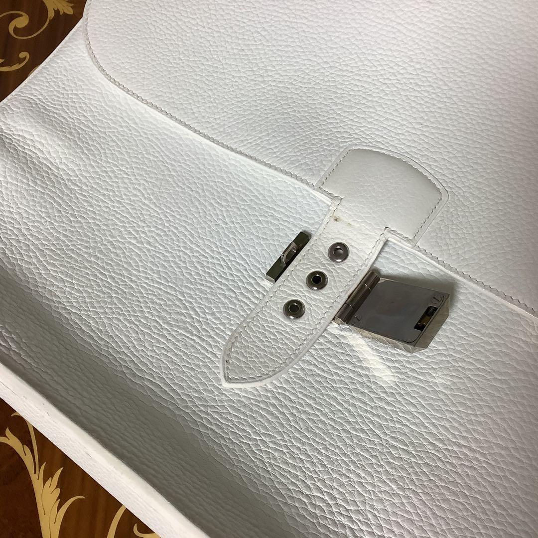 HERMES エルメス　ホワイト　レザー ビジネス　バッグ　メンズ　レディース
